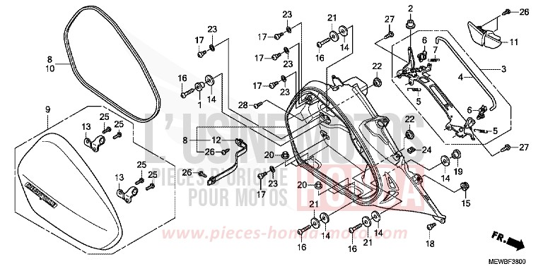 R. SADDLEBAG for Deauville ABS SPANGLE SILVER METALLIC (NHA49) from 2011